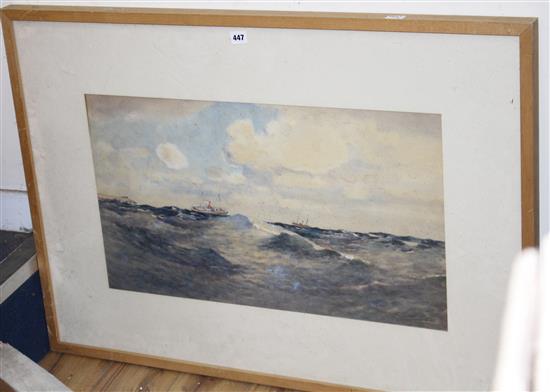 Warren Williams (1863-1918), watercolour, The Deep Blue Sea - taking a Liverpool pilot, signed and inscribed verso, 41 x 71cm
